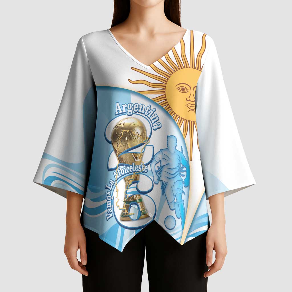 Argentina Football Personalized Kimono Sleeve Blouse 2026 Trophy Vamos La Albiceleste - Wonder Print Shop