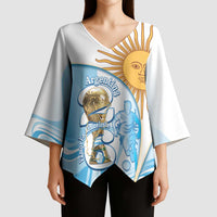 Argentina Football Personalized Kimono Sleeve Blouse 2026 Trophy Vamos La Albiceleste - Wonder Print Shop