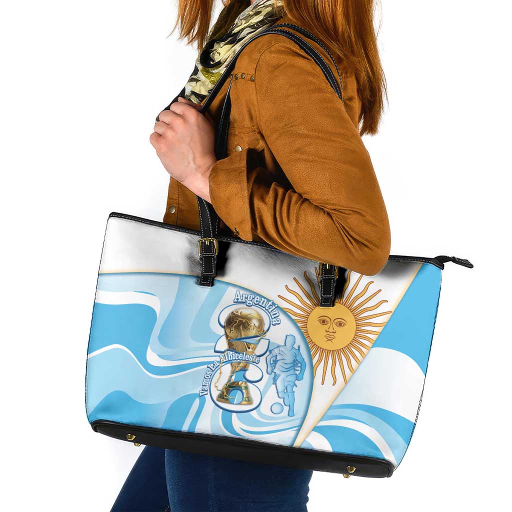 Argentina Football Leather Tote Bag 2026 Trophy Vamos La Albiceleste - Wonder Print Shop