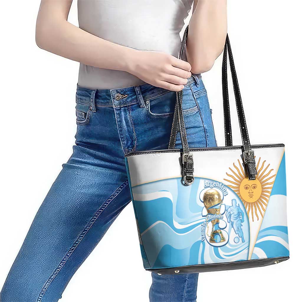 Argentina Football Leather Tote Bag 2026 Trophy Vamos La Albiceleste - Wonder Print Shop