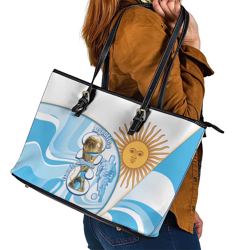 Argentina Football Leather Tote Bag 2026 Trophy Vamos La Albiceleste - Wonder Print Shop