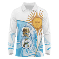 Argentina Football Personalized Long Sleeve Polo Shirt 2026 Trophy Vamos La Albiceleste - Wonder Print Shop
