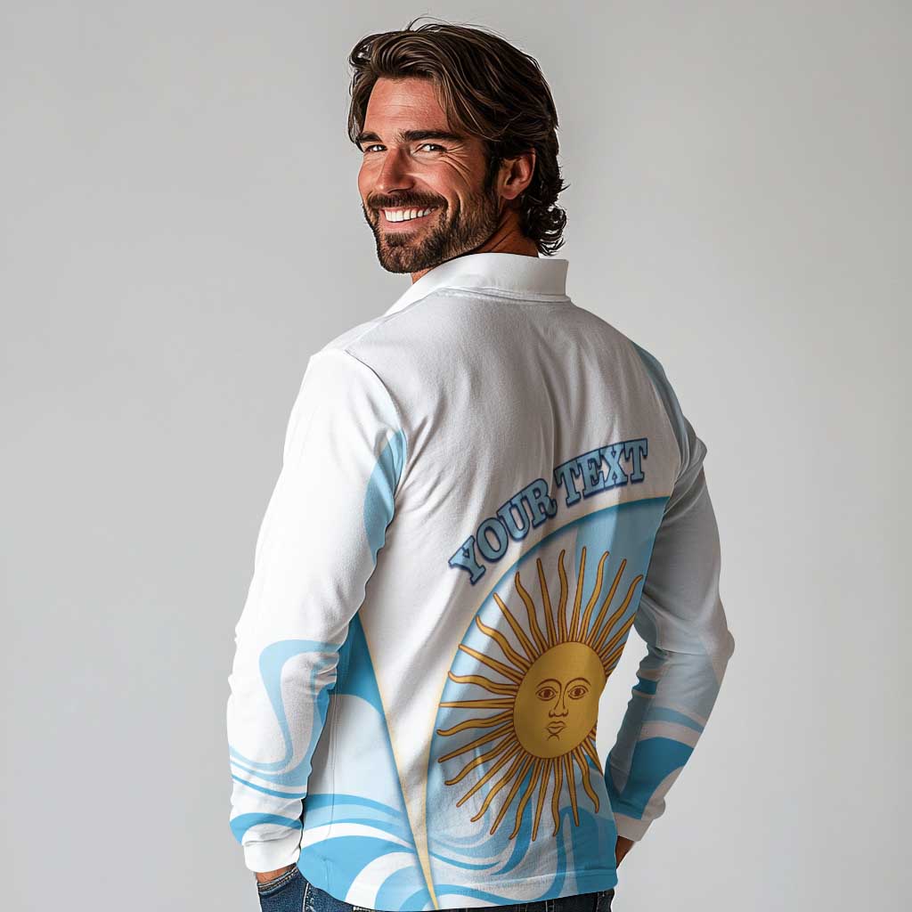 Argentina Football Personalized Long Sleeve Polo Shirt 2026 Trophy Vamos La Albiceleste - Wonder Print Shop