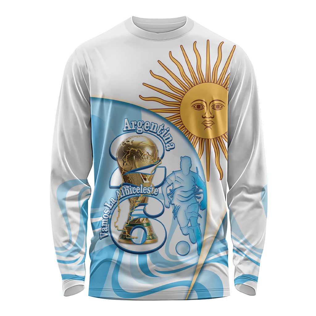 Argentina Football Personalized Long Sleeve Shirt 2026 Trophy Vamos La Albiceleste - Wonder Print Shop