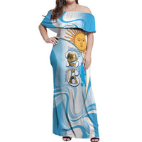 Argentina Football Personalized Off Shoulder Maxi Dress 2026 Trophy Vamos La Albiceleste - Wonder Print Shop