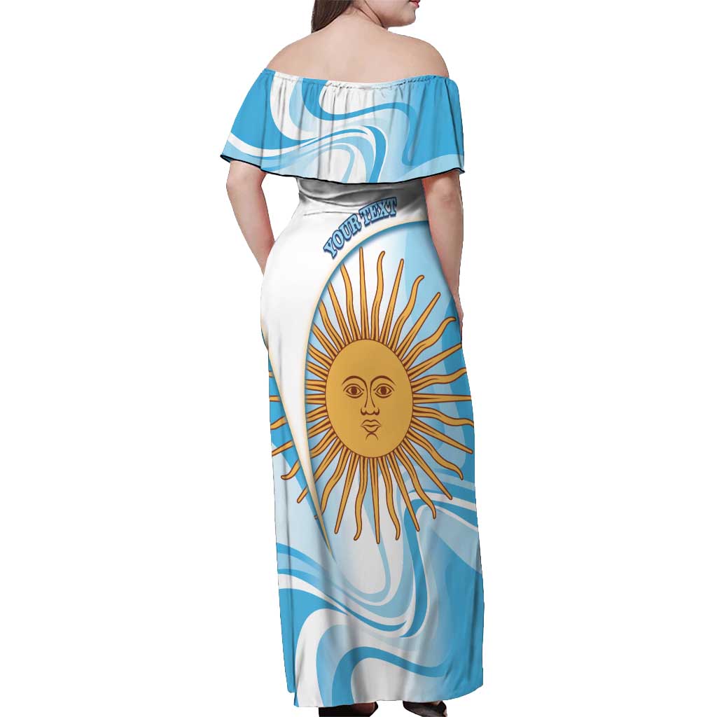 Argentina Football Personalized Off Shoulder Maxi Dress 2026 Trophy Vamos La Albiceleste - Wonder Print Shop