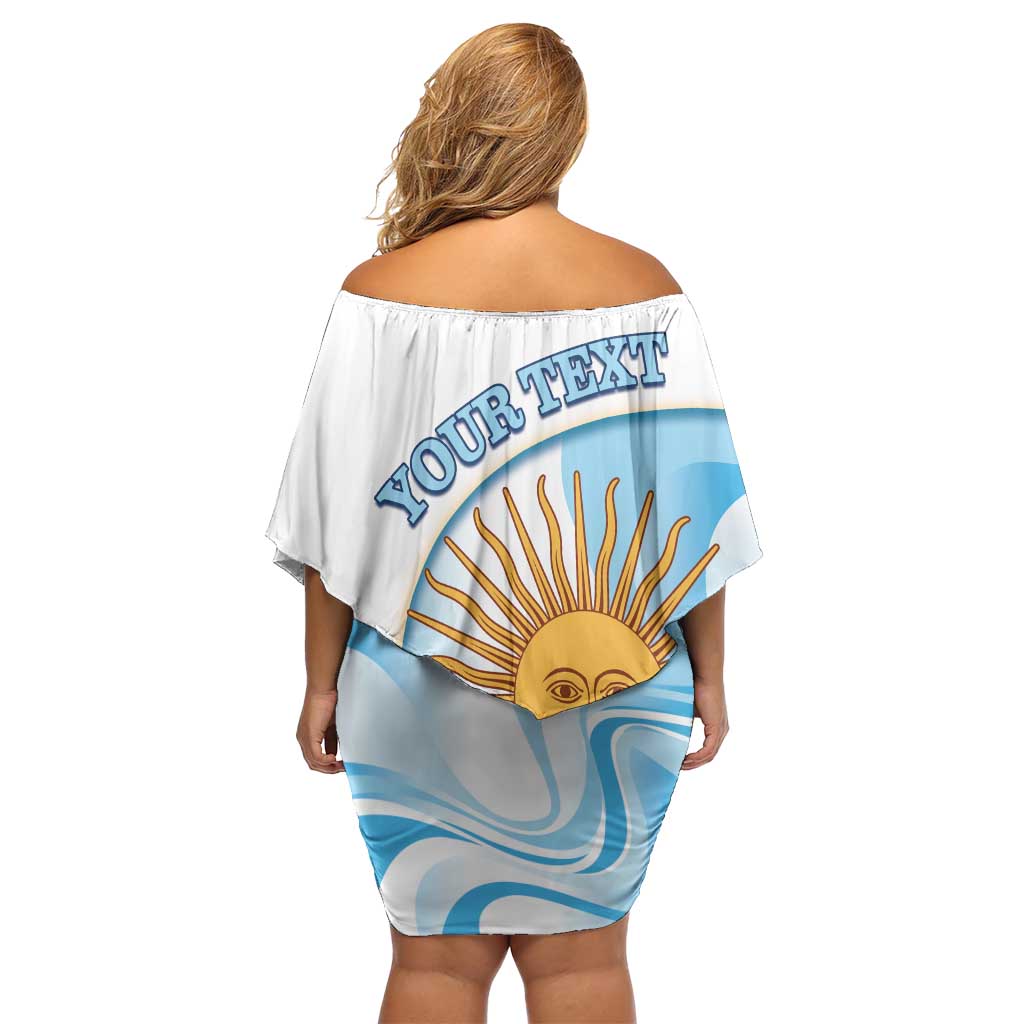 Argentina Football Personalized Off Shoulder Short Dress 2026 Trophy Vamos La Albiceleste - Wonder Print Shop