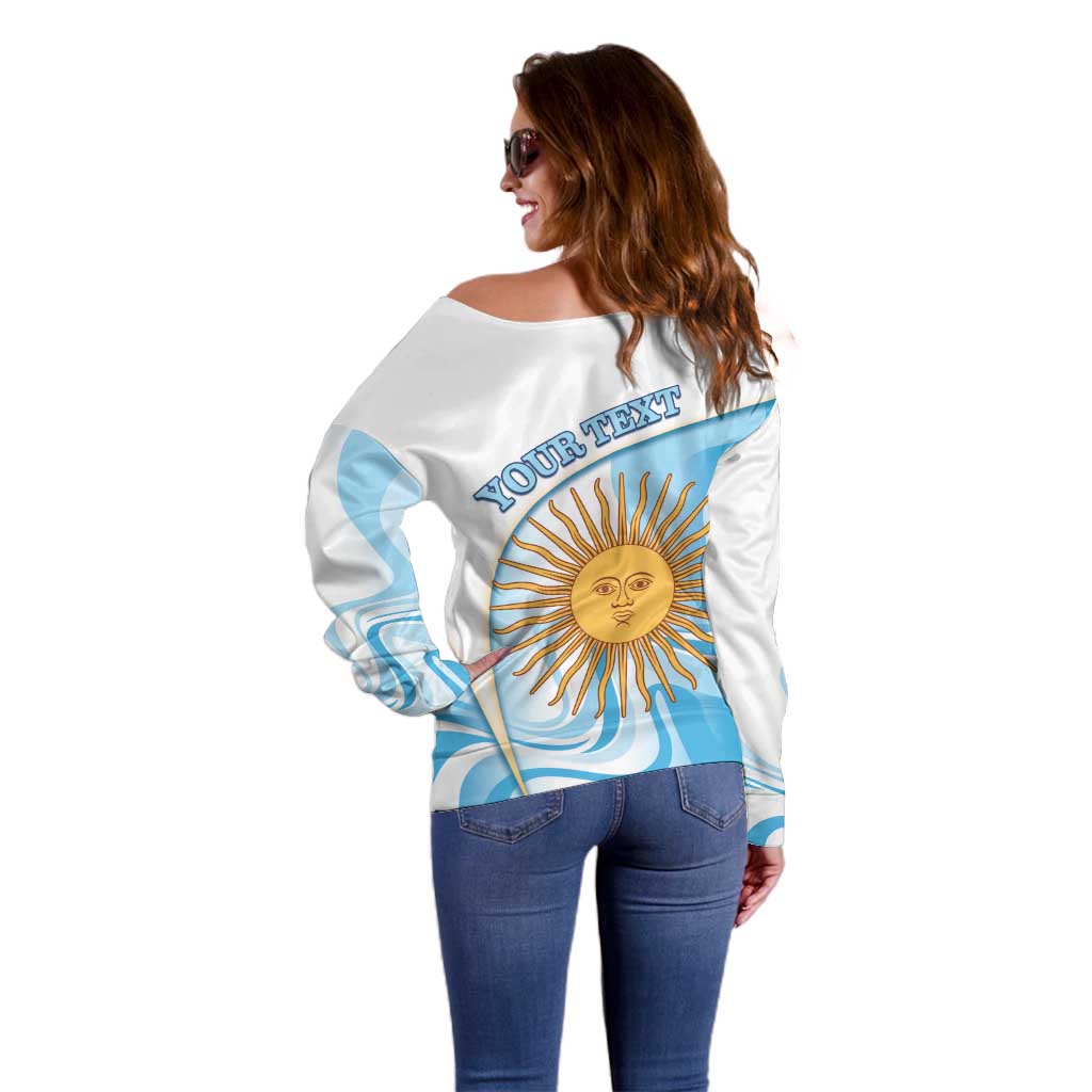 Argentina Football Personalized Off Shoulder Sweater 2026 Trophy Vamos La Albiceleste - Wonder Print Shop