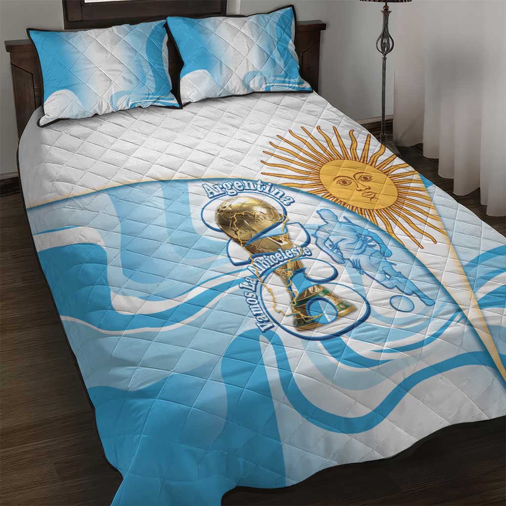 Argentina Football Quilt Bed Set 2026 Trophy Vamos La Albiceleste - Wonder Print Shop