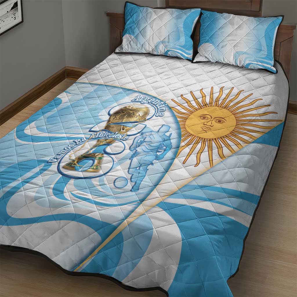 Argentina Football Quilt Bed Set 2026 Trophy Vamos La Albiceleste - Wonder Print Shop