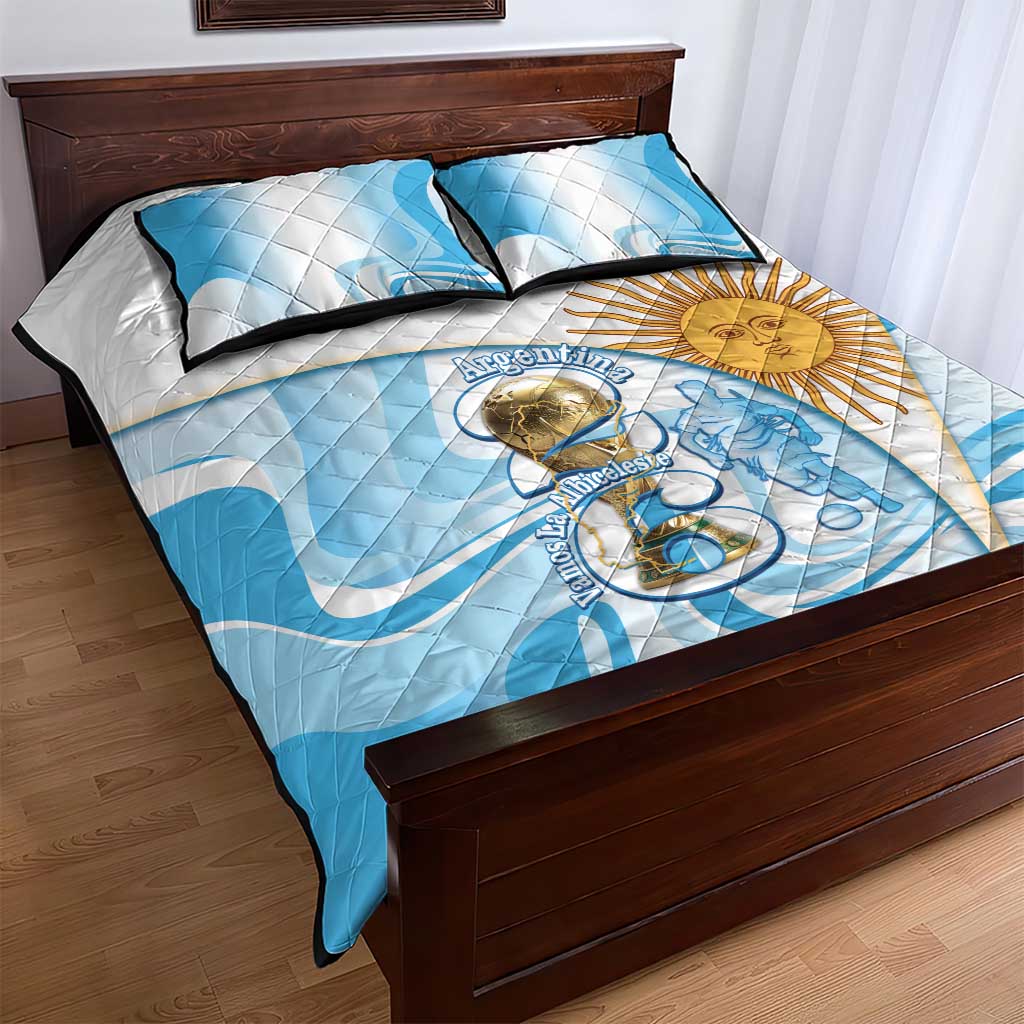 Argentina Football Quilt Bed Set 2026 Trophy Vamos La Albiceleste - Wonder Print Shop