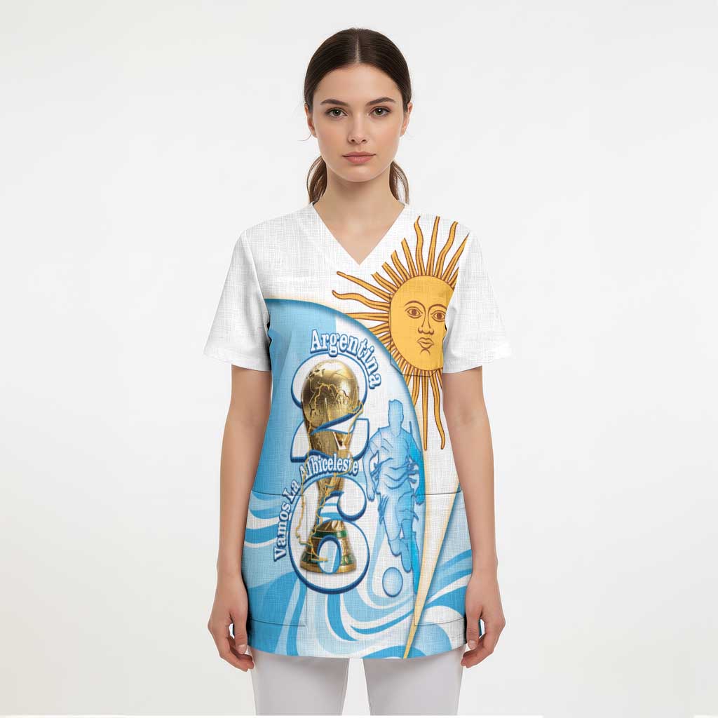 Argentina Football Personalized Scrub Top 2026 Trophy Vamos La Albiceleste - Wonder Print Shop