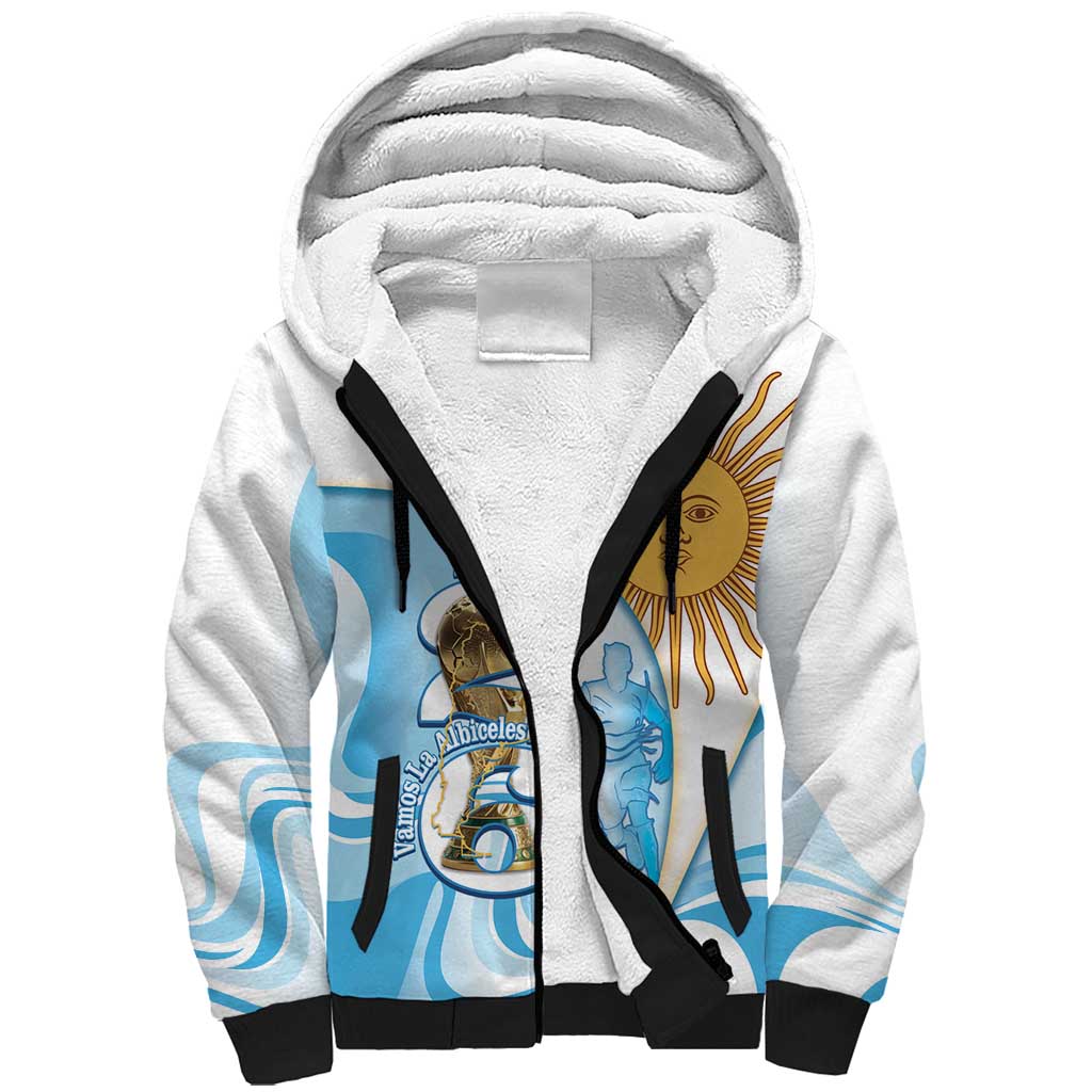 Argentina Football Personalized Sherpa Hoodie 2026 Trophy Vamos La Albiceleste - Wonder Print Shop