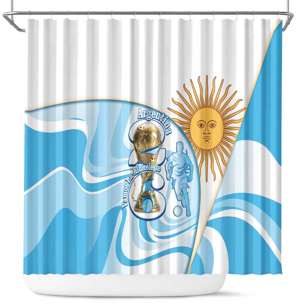 Argentina Football Shower Curtain 2026 Trophy Vamos La Albiceleste - Wonder Print Shop
