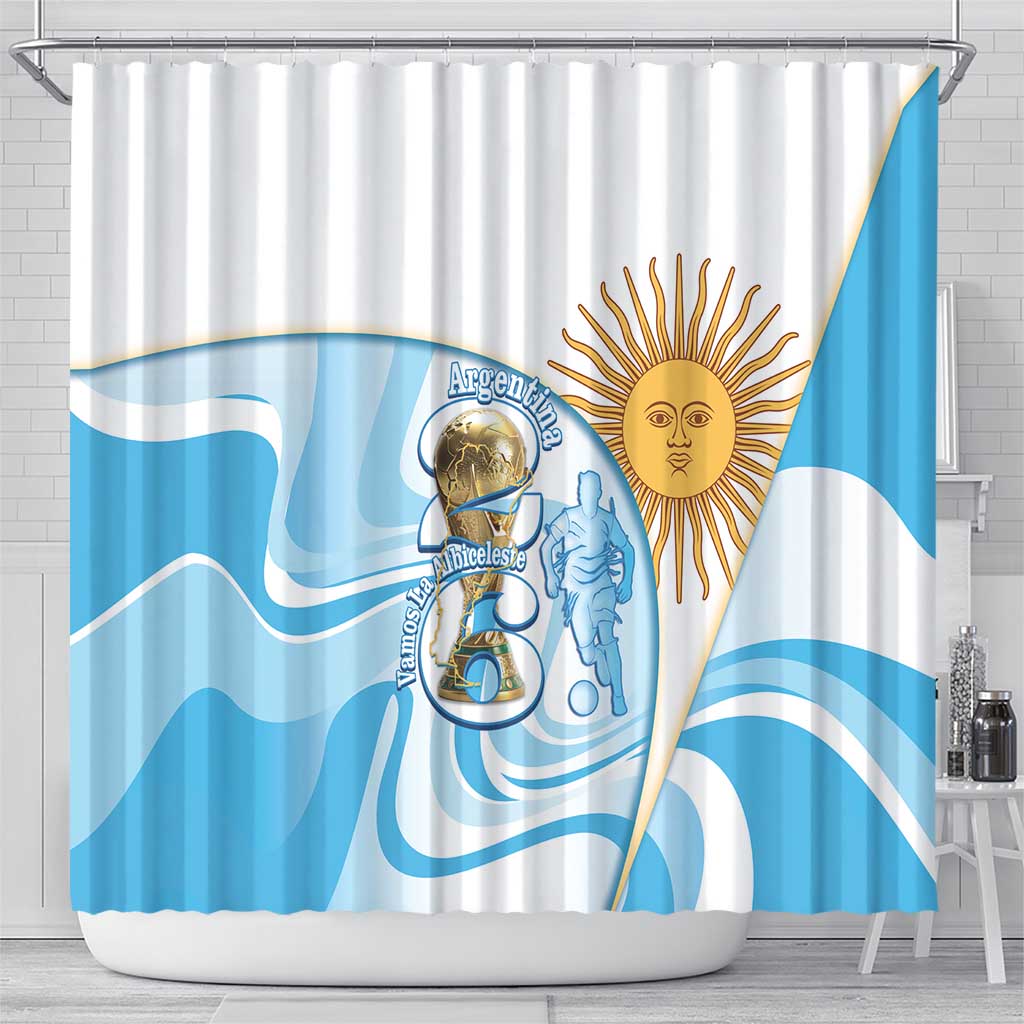 Argentina Football Shower Curtain 2026 Trophy Vamos La Albiceleste - Wonder Print Shop
