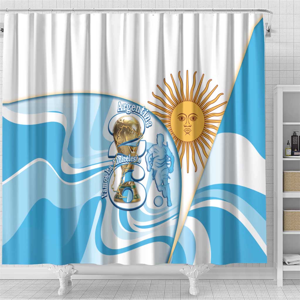 Argentina Football Shower Curtain 2026 Trophy Vamos La Albiceleste - Wonder Print Shop
