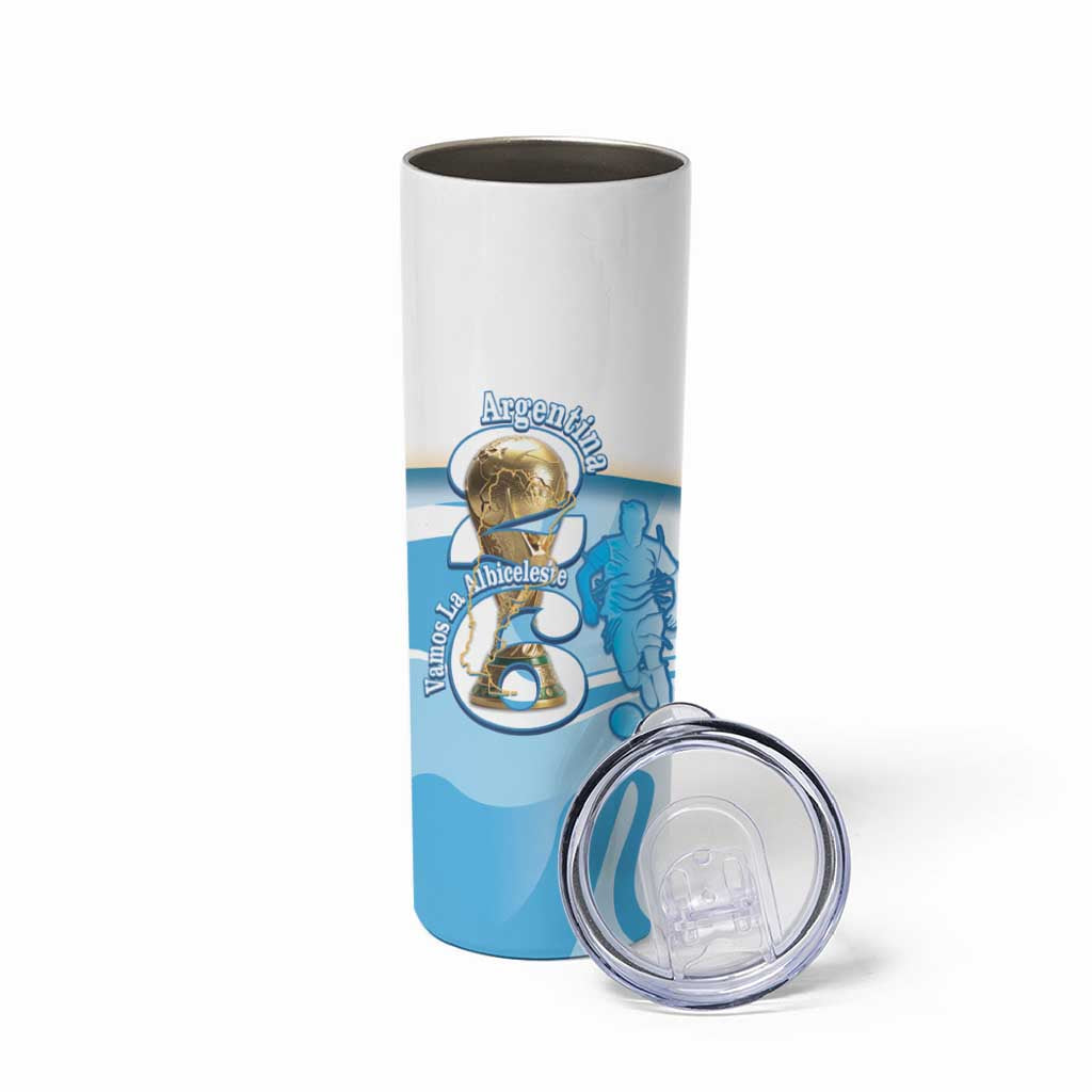 Argentina Football Personalized Skinny Tumbler 2026 Trophy Vamos La Albiceleste - Wonder Print Shop