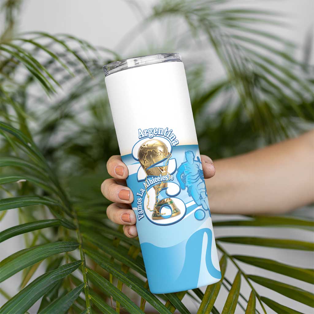 Argentina Football Personalized Skinny Tumbler 2026 Trophy Vamos La Albiceleste - Wonder Print Shop