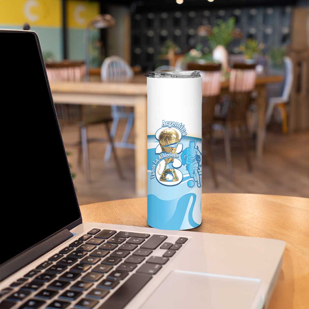 Argentina Football Personalized Skinny Tumbler 2026 Trophy Vamos La Albiceleste - Wonder Print Shop