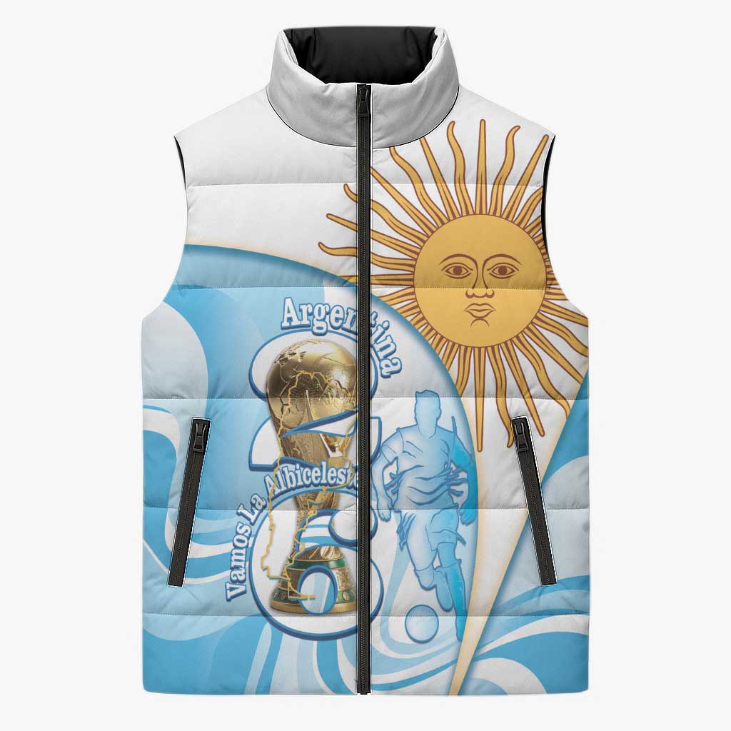 Argentina Football Personalized Sleeveless Puffer Jacket 2026 Trophy Vamos La Albiceleste - Wonder Print Shop