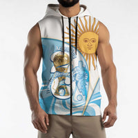 Argentina Football Personalized Sleeveless Zip Hoodie 2026 Trophy Vamos La Albiceleste - Wonder Print Shop