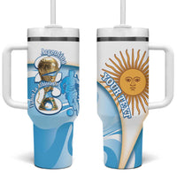 Argentina Football Personalized Tumbler With Handle 2026 Trophy Vamos La Albiceleste - Wonder Print Shop