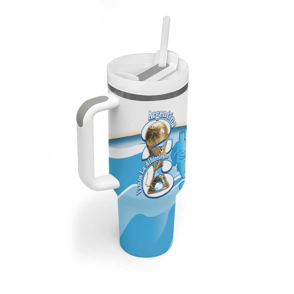 Argentina Football Personalized Tumbler With Handle 2026 Trophy Vamos La Albiceleste - Wonder Print Shop