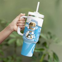 Argentina Football Personalized Tumbler With Handle 2026 Trophy Vamos La Albiceleste - Wonder Print Shop