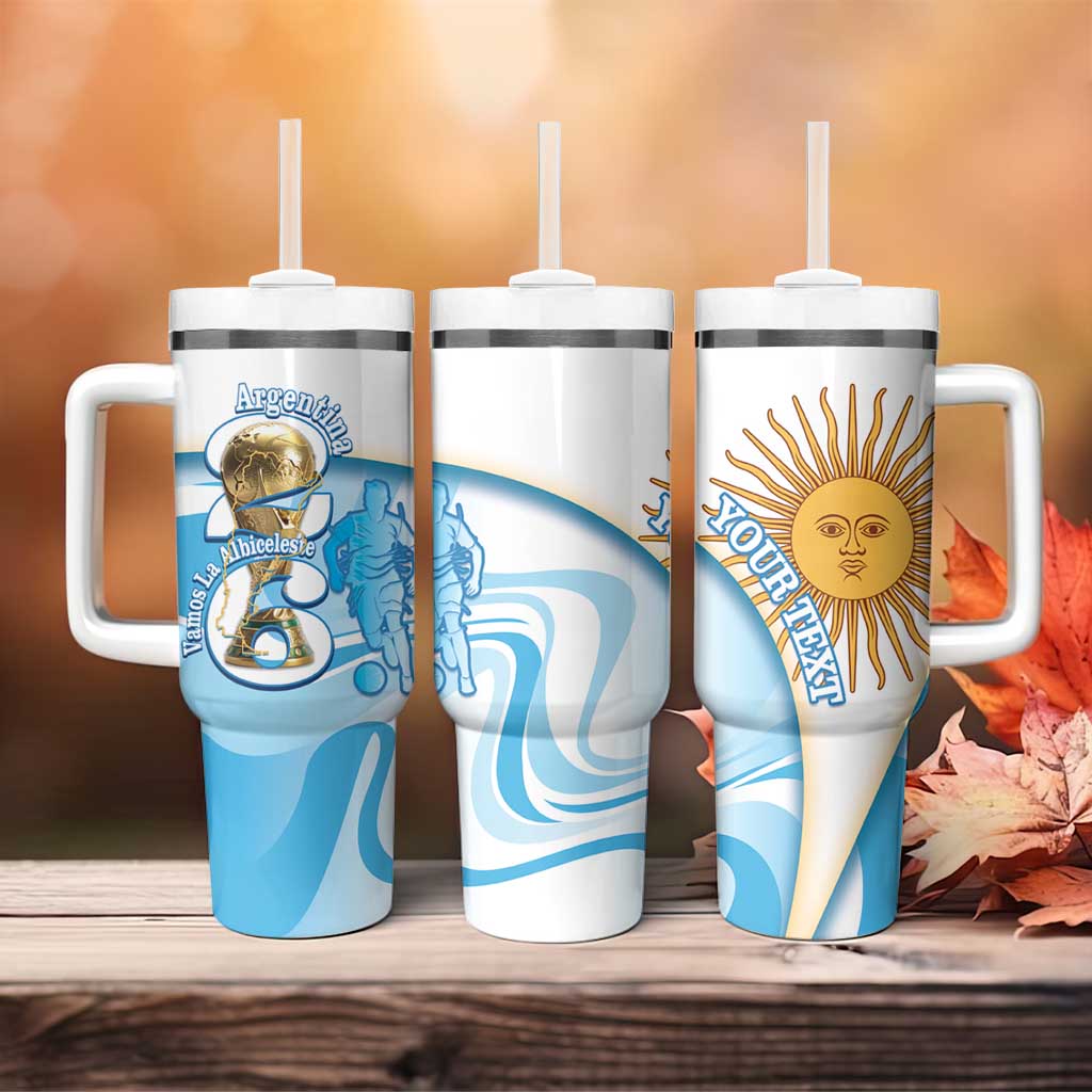 Argentina Football Personalized Tumbler With Handle 2026 Trophy Vamos La Albiceleste - Wonder Print Shop