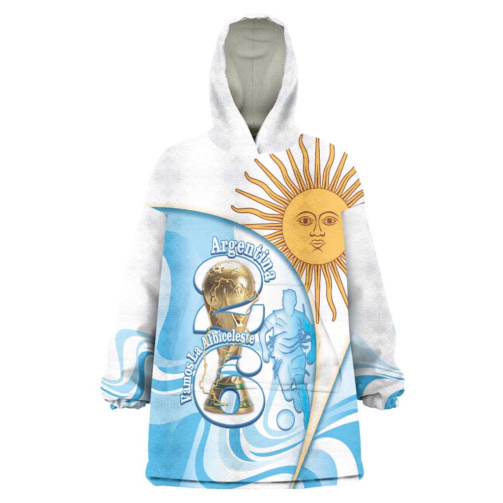 Argentina Football Personalized Wearable Blanket Hoodie 2026 Trophy Vamos La Albiceleste - Wonder Print Shop