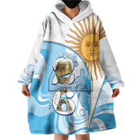 Argentina Football Personalized Wearable Blanket Hoodie 2026 Trophy Vamos La Albiceleste - Wonder Print Shop