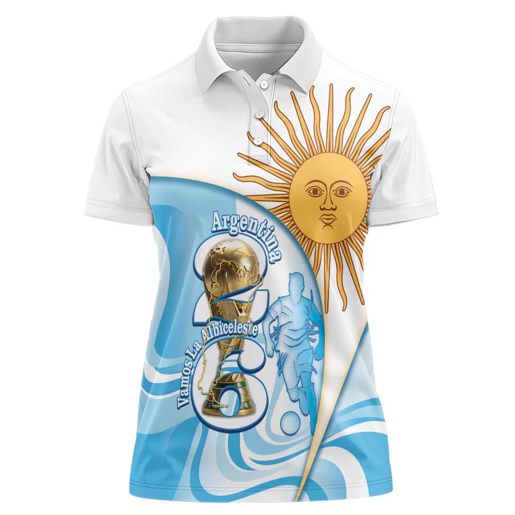 Argentina Football Personalized Women Polo Shirt 2026 Trophy Vamos La Albiceleste - Wonder Print Shop