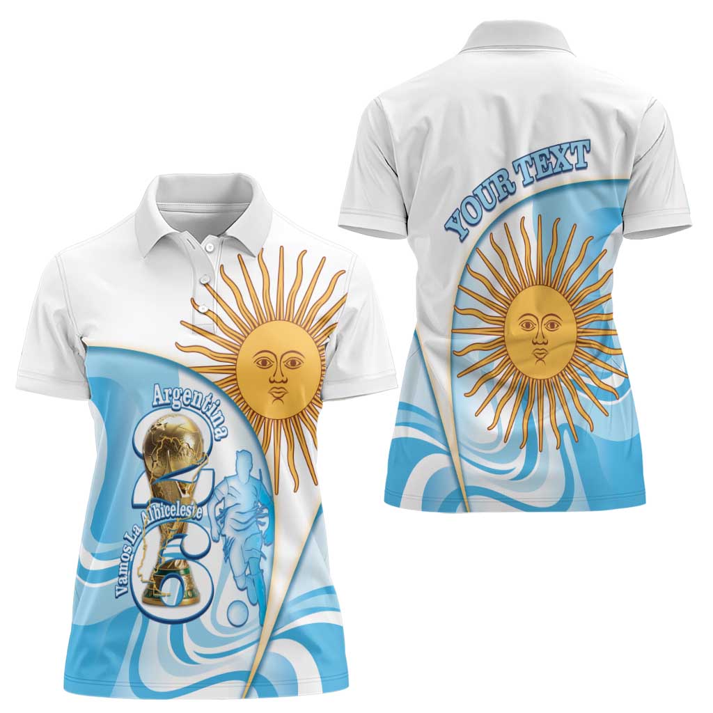 Argentina Football Personalized Women Polo Shirt 2026 Trophy Vamos La Albiceleste - Wonder Print Shop