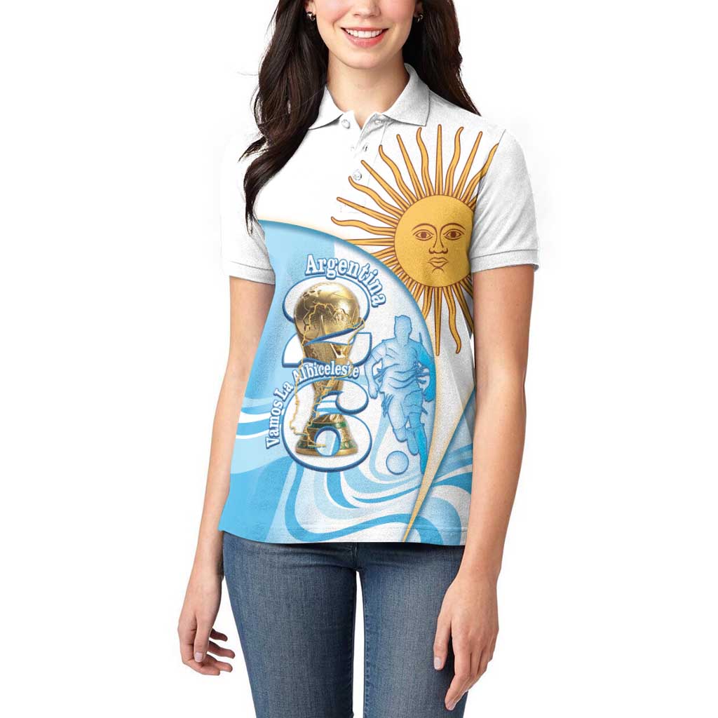 Argentina Football Personalized Women Polo Shirt 2026 Trophy Vamos La Albiceleste - Wonder Print Shop