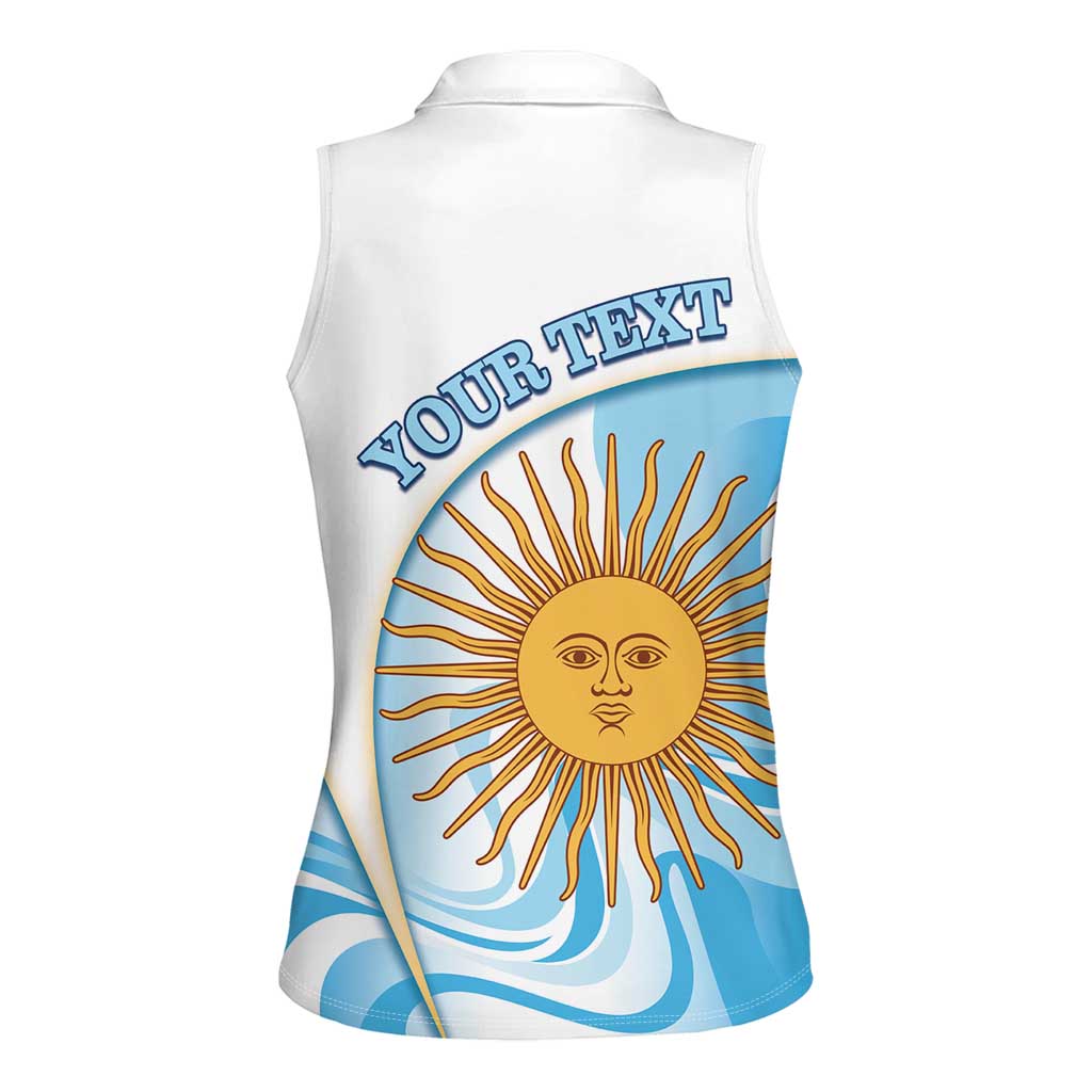 Argentina Football Personalized Women Sleeveless Polo Shirt 2026 Trophy Vamos La Albiceleste - Wonder Print Shop