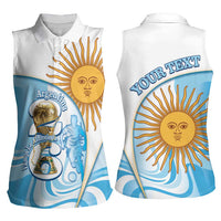 Argentina Football Personalized Women Sleeveless Polo Shirt 2026 Trophy Vamos La Albiceleste - Wonder Print Shop