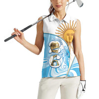 Argentina Football Personalized Women Sleeveless Polo Shirt 2026 Trophy Vamos La Albiceleste - Wonder Print Shop