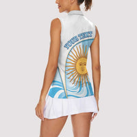 Argentina Football Personalized Women Sleeveless Polo Shirt 2026 Trophy Vamos La Albiceleste - Wonder Print Shop