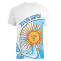 Argentina Football Personalized Women V-Neck T-Shirt 2026 Trophy Vamos La Albiceleste - Wonder Print Shop