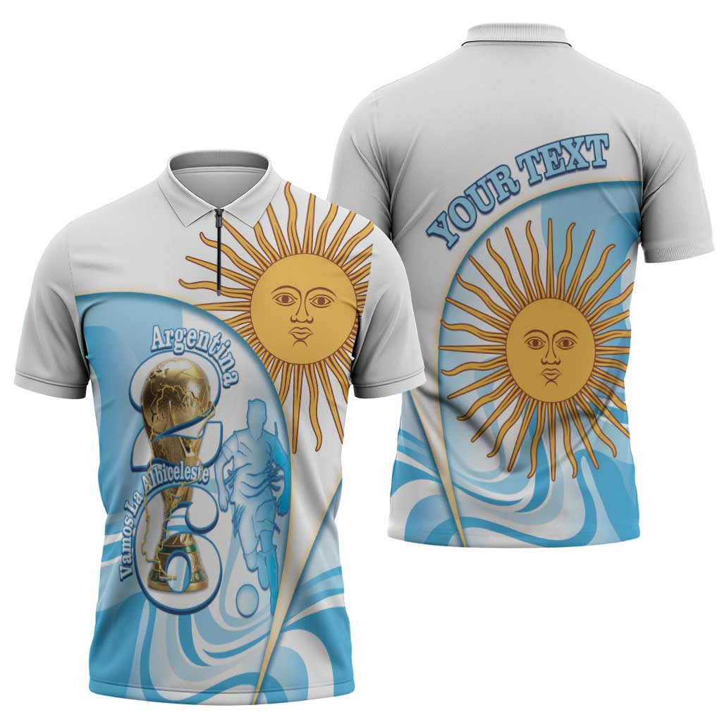 Argentina Football Personalized Zipper Polo Shirt 2026 Trophy Vamos La Albiceleste - Wonder Print Shop