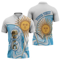 Argentina Football Personalized Zipper Polo Shirt 2026 Trophy Vamos La Albiceleste - Wonder Print Shop