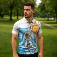 Argentina Football Personalized Zipper Polo Shirt 2026 Trophy Vamos La Albiceleste - Wonder Print Shop