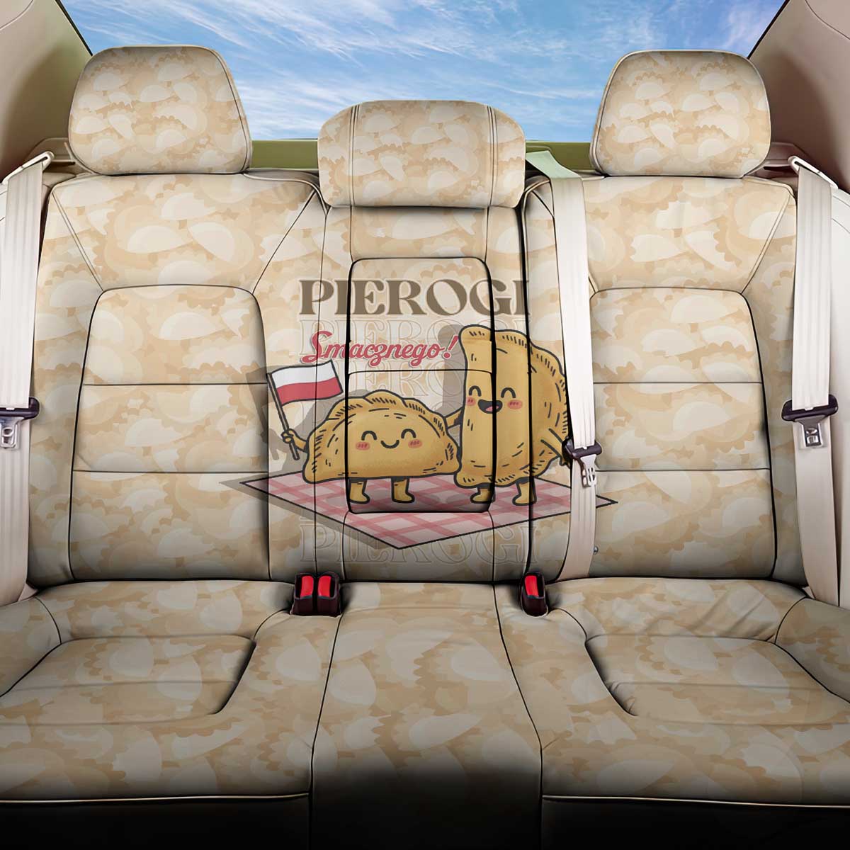 Poland Pierogi Back Car Seat Cover Cute Polish Dumplings Smacznego