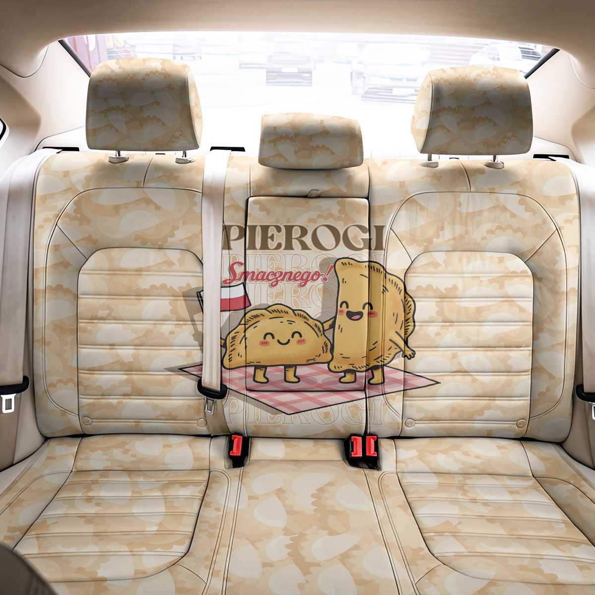 Poland Pierogi Back Car Seat Cover Cute Polish Dumplings Smacznego