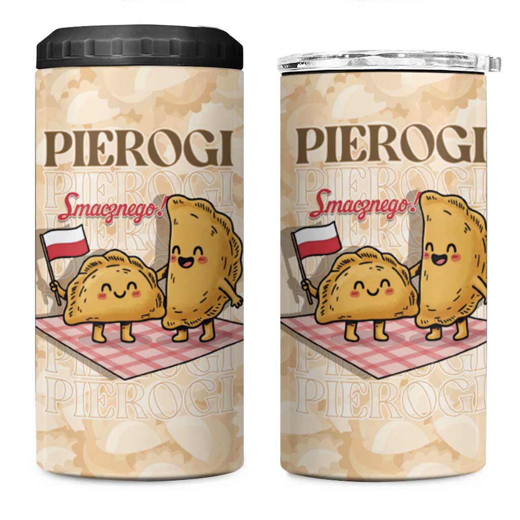 Poland Pierogi 4 in 1 Can Cooler Tumbler Cute Polish Dumplings Smacznego