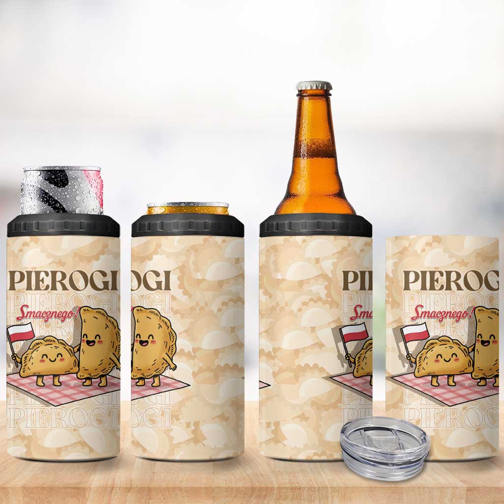 Poland Pierogi 4 in 1 Can Cooler Tumbler Cute Polish Dumplings Smacznego