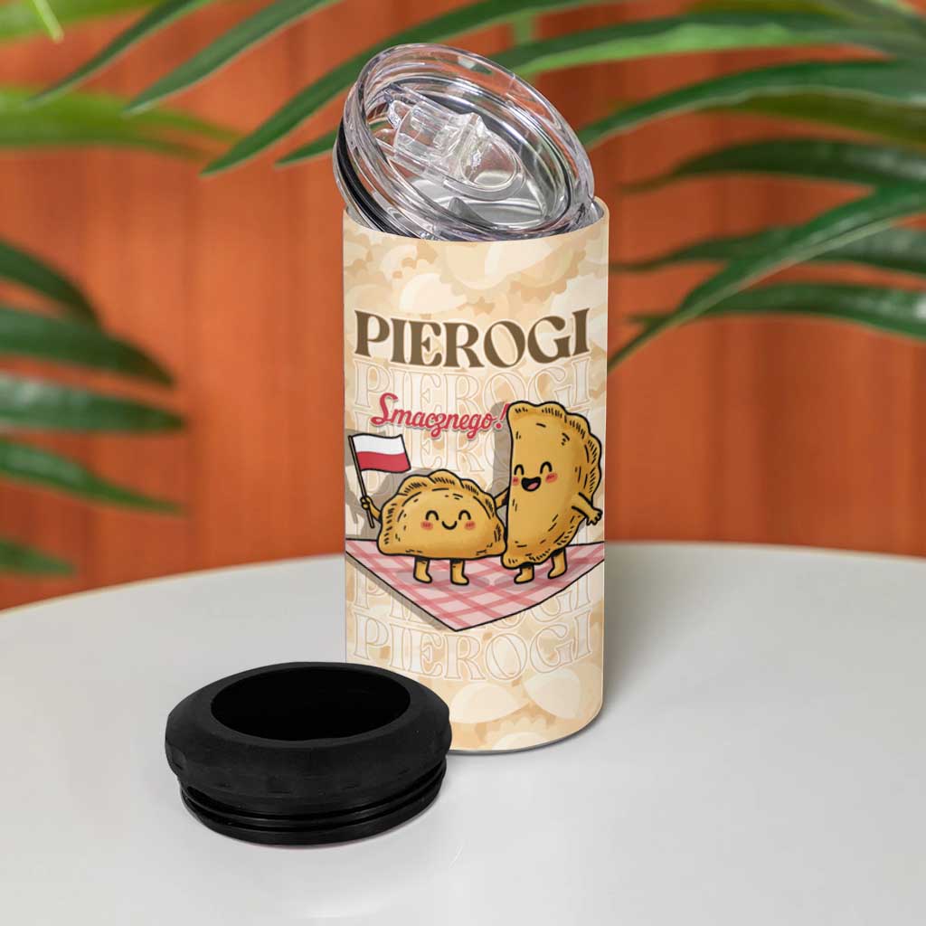 Poland Pierogi 4 in 1 Can Cooler Tumbler Cute Polish Dumplings Smacznego