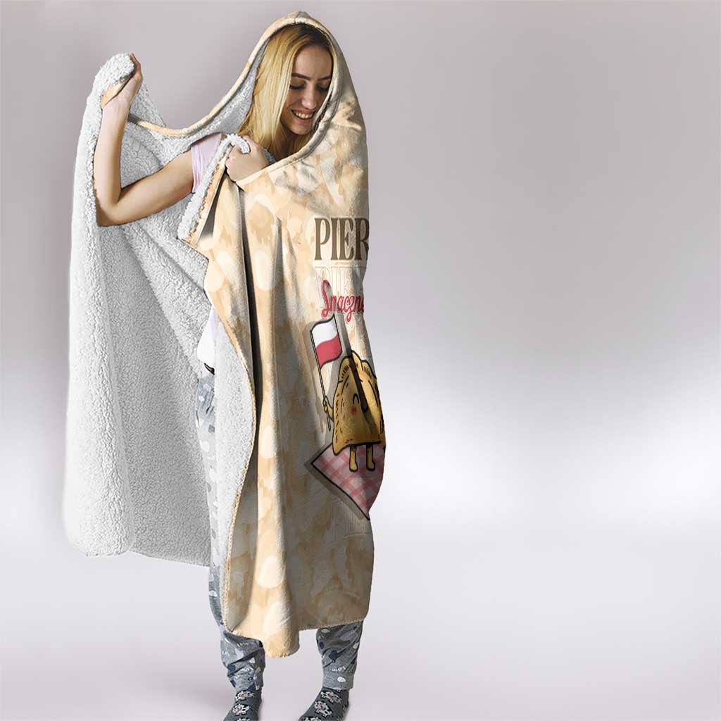 Poland Pierogi Hooded Blanket Cute Polish Dumplings Smacznego