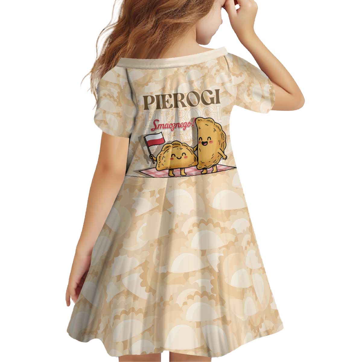 Poland Pierogi Kid Short Sleeve Dress Cute Polish Dumplings Smacznego