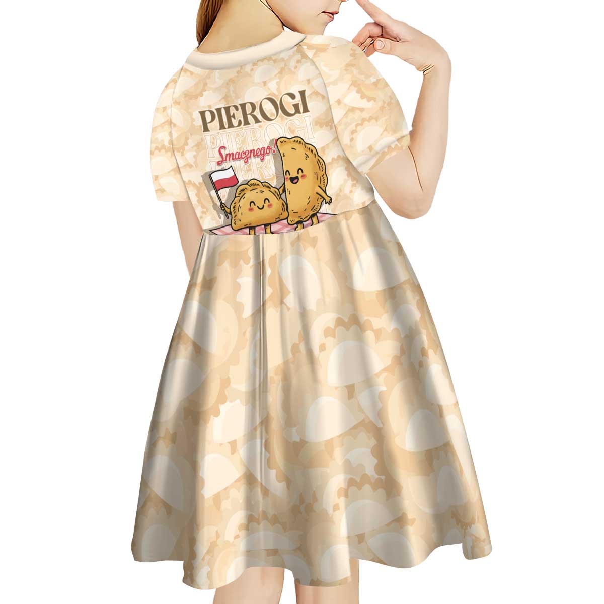 Poland Pierogi Kid Short Sleeve Dress Cute Polish Dumplings Smacznego